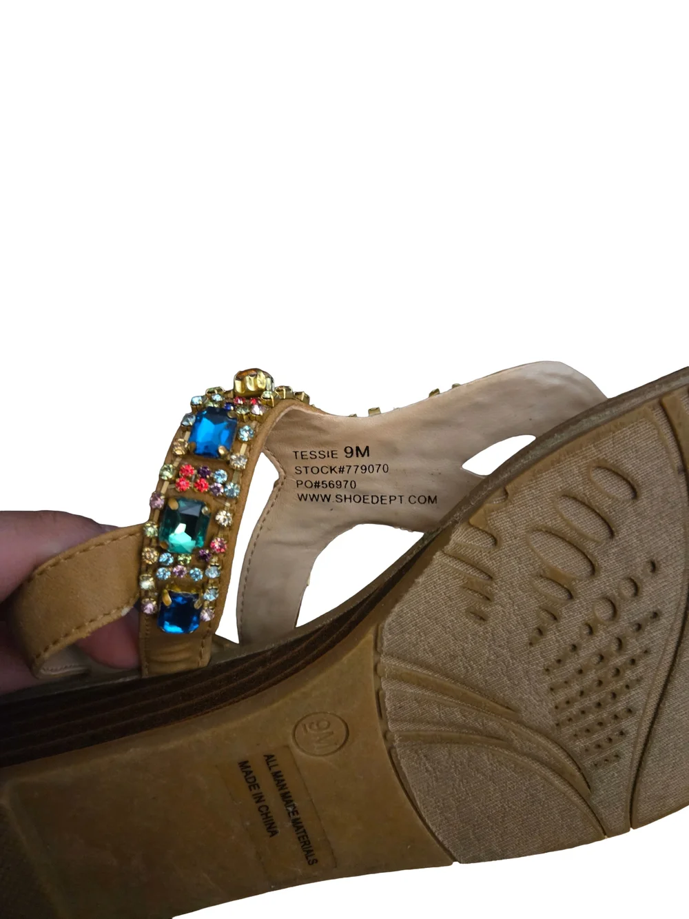 Dolce by Mojo Moxy Rhinestone Gem Embellished Flat Sandals Size 9